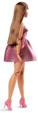 Mattel Barbie Looks Rjavolaska v roza mini obleki HRM16