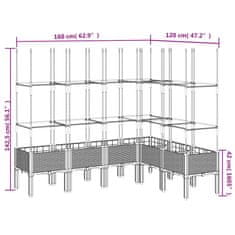 Vidaxl Cvetlično korito z oporno mrežo sivo 160x120x142,5 cm PP