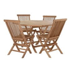 DKD Home Decor Garnitura mize s 4 stoli DKD Home Decor Teak (120 cm) (5 kosov) (120 x 120 x 75 cm)