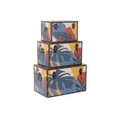 Miramarket Lesena skrinja DKD Home Decor Platno Tropical Les MDF (59.5 x 35.5 x 35.5 cm) (3 pcs)