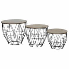 NEW Stranska miza DKD Home Decor Kovina Les MDF (3 pcs) (40 x 40 x 36 cm)