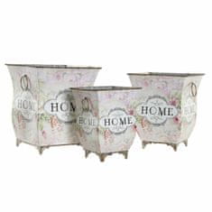 DKD Home Decor Lonček DKD Home Decor 21,5 x 21,5 x 25 cm Roza kovinski cvetovi Shabby Chic