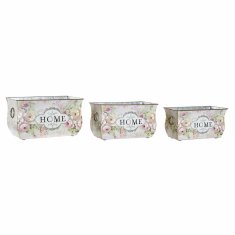 DKD Home Decor Lonček DKD Home Decor 31 x 18 x 17,5 cm Roza kovinski cvetovi Shabby Chic