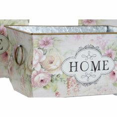 DKD Home Decor Lonček DKD Home Decor 31 x 18 x 17,5 cm Roza kovinski cvetovi Shabby Chic