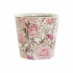 DKD Home Decor Lonček DKD Home Decor Pink White Flowers Kitajska posoda (14 x 14 x 13 cm)