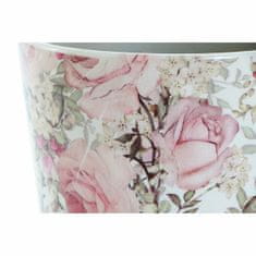 DKD Home Decor Lonček DKD Home Decor Pink White Flowers Kitajska posoda (14 x 14 x 13 cm)