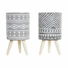 DKD Home Decor Sadilnik DKD Home Decor Grey Cement White Pinewood Boho (14,3 x 14,3 x 26,2 cm) (2 enoti)