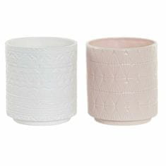 DKD Home Decor Lonček DKD Home Decor porcelan roza bela (14 x 14 x 15,5 cm) (2 kosa)