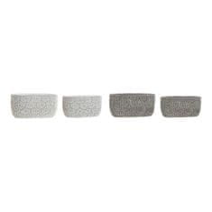 DKD Home Decor Komplet loncev DKD Home Decor Grey Cement White Flowers (20 x 11 x 10 cm) (23 x 13 x 11 cm) (2 kosa)