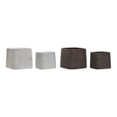 DKD Home Decor Komplet loncev DKD Home Decor Brown Cement White (15 x 15 x 13 cm) (2 enoti)