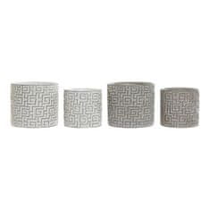 DKD Home Decor Komplet loncev DKD Home Decor Grey Cement White Modern Geometric (2 enoti) (17 x 17 x 15 cm)