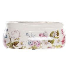 DKD Home Decor Lonček DKD Home Decor Bela zelena bordo cvetje Stoneware Shabby Chic (23 x 10 x 9 cm)