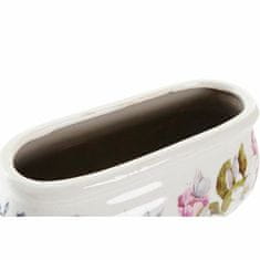 DKD Home Decor Lonček DKD Home Decor Bela zelena bordo cvetje Stoneware Shabby Chic (23 x 10 x 9 cm)