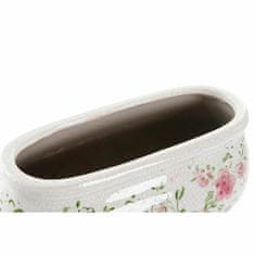 DKD Home Decor Lonček DKD Home Decor Bela zelena bordo cvetje Stoneware Shabby Chic (23 x 10 x 9 cm)