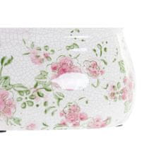 DKD Home Decor Lonček DKD Home Decor Bela zelena bordo cvetje Stoneware Shabby Chic (23 x 10 x 9 cm)