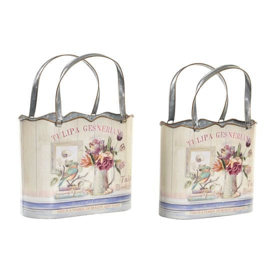 DKD Home Decor Komplet loncev DKD Home Decor Pink Metal Flowers Shabby Chic (29 x 14 x 38,5 cm)