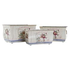 DKD Home Decor Komplet loncev DKD Home Decor Pink Metal Flowers Shabby Chic (31 x 18 x 17,5 cm)