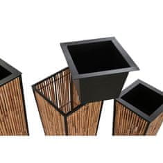 DKD Home Decor Komplet loncev DKD Home Decor Natural Black Metal Rattan (35 x 35 x 69 cm)