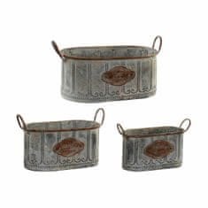 DKD Home Decor Komplet loncev DKD Home Decor Grey Metal Brown Shabby Chic (47 x 24 x 23 cm)