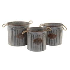 DKD Home Decor Komplet loncev DKD Home Decor Grey Metal Brown Rope Shabby Chic (34 x 34 x 30 cm)