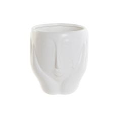 DKD Home Decor Lonček DKD Home Decor Face Ceramic White (14 x 14 x 15,5 cm)