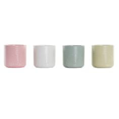 DKD Home Decor Lonček DKD Home Decor Pink Mint White Yellow Stoneware (13 x 13 x 13 cm) (4 enote)