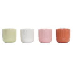 DKD Home Decor Lonček DKD Home Decor Stripes Pink Terracotta White Green Stoneware (13 x 13 x 13 cm) (4 enote)