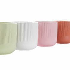 DKD Home Decor Lonček DKD Home Decor Stripes Pink Terracotta White Green Stoneware (13 x 13 x 13 cm) (4 enote)