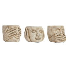 DKD Home Decor Lonček DKD Home Decor Face Cement svetlo siva 3 enote (17 x 17 x 15 cm)