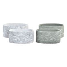 Miramarket Set lončkov DKD Home Decor Cement Bela Zelena (23 x 13 x 11 cm) (2 kosov)