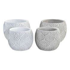 Miramarket Set lončkov DKD Home Decor Siva Cement Bela (2 kosov) (19 x 19 x 15 cm)