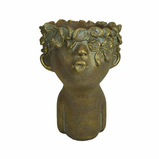 DKD Home Decor Lonček DKD Home Decor Face Golden Cement Skandinavski (17 x 17 x 25 cm)