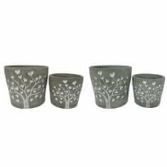 DKD Home Decor Komplet sadilnikov DKD Home Decor Grey Tree Cement Green Shabby Chic (2 enoti) (17 x 17 x 15 cm)