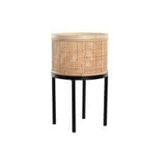 DKD Home Decor Lonček DKD Home Decor Natural Black Metal Rattan Skandinavski (20 x 20 x 33,5 cm)