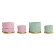 DKD Home Decor Lonček DKD Home Decor Pink Cement Green Urban (2 kosa) (2 enoti) (20 x 20 x 18 cm)