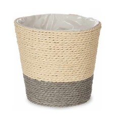 BigBuy Sadilnik Natural Grey Brown Rope 14 x 14 x 14 cm Plastic 14 x 12,5 x 14 cm