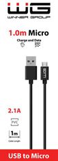 WG Podatkovni kabel USB-A_micro-USB, 2,1 A, črn, 100 cm