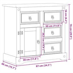 Vidaxl Komoda Corona 87x40x76 cm trdna borovina