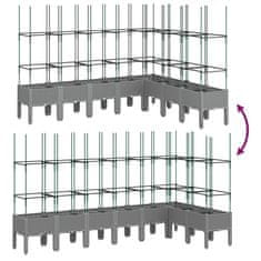 Vidaxl Cvetlično korito z oporno mrežo svetlo sivo 200x160x142,5 cm PP