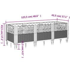 Vidaxl Cvetlično korito z zatiči belo 123,5x43,5x43,5 cm PP