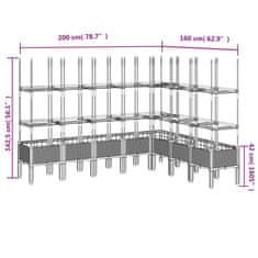 Vidaxl Cvetlično korito z oporno mrežo sivo 200x160x142,5 cm PP