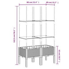 Vidaxl Cvetlično korito z oporno mrežo rjavo 80x40x142,5 cm PP