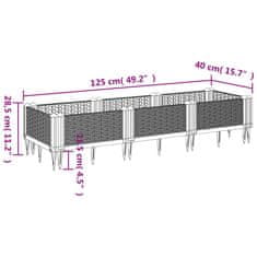 Vidaxl Cvetlično korito z zatiči rjavo 125x40x28,5 cm PP