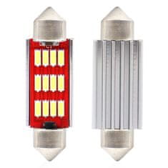 AMIO Vodila canbus 4014 12smd festoon c5w c10w c3w 41mm bela 12v 24v amio-02191