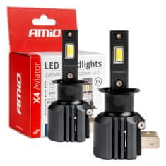 AMIO LED avtomobilske žarnice x4 serije aviator h3 6500k canbus amio-03762