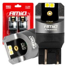 AMIO vodstvo vodil canbus seria pro w21/5w 4x3030 smd bela 12v 24v amio-03591