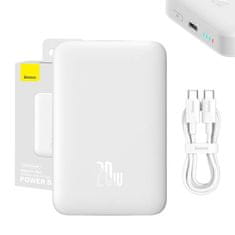 NEW Baterija Powerbank Baseus Magnetic, 10000 mAh, USB-C 20W, MagSafe (bela)