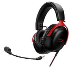 HyperX Cloud III gaming slušalke z mikrofonom, 7.1, žične, črne-rdeče (727A9AA)