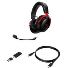 HyperX Cloud III Wireless slušalke, brezžične, črna/rdeča (77Z46AA)