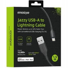 Innostyle Innostyle Jazzy Usb Lightning Mfi Kabel Za Hitro Polnjenje Za Iphone Kevlar 2M Črn